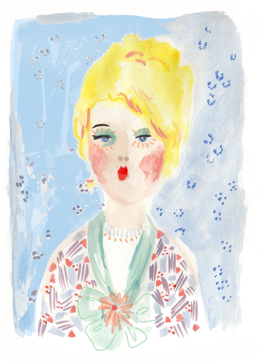 Vintage Doll 1, 2014 (akwarela na papierze) autorstwa Jo Chambers