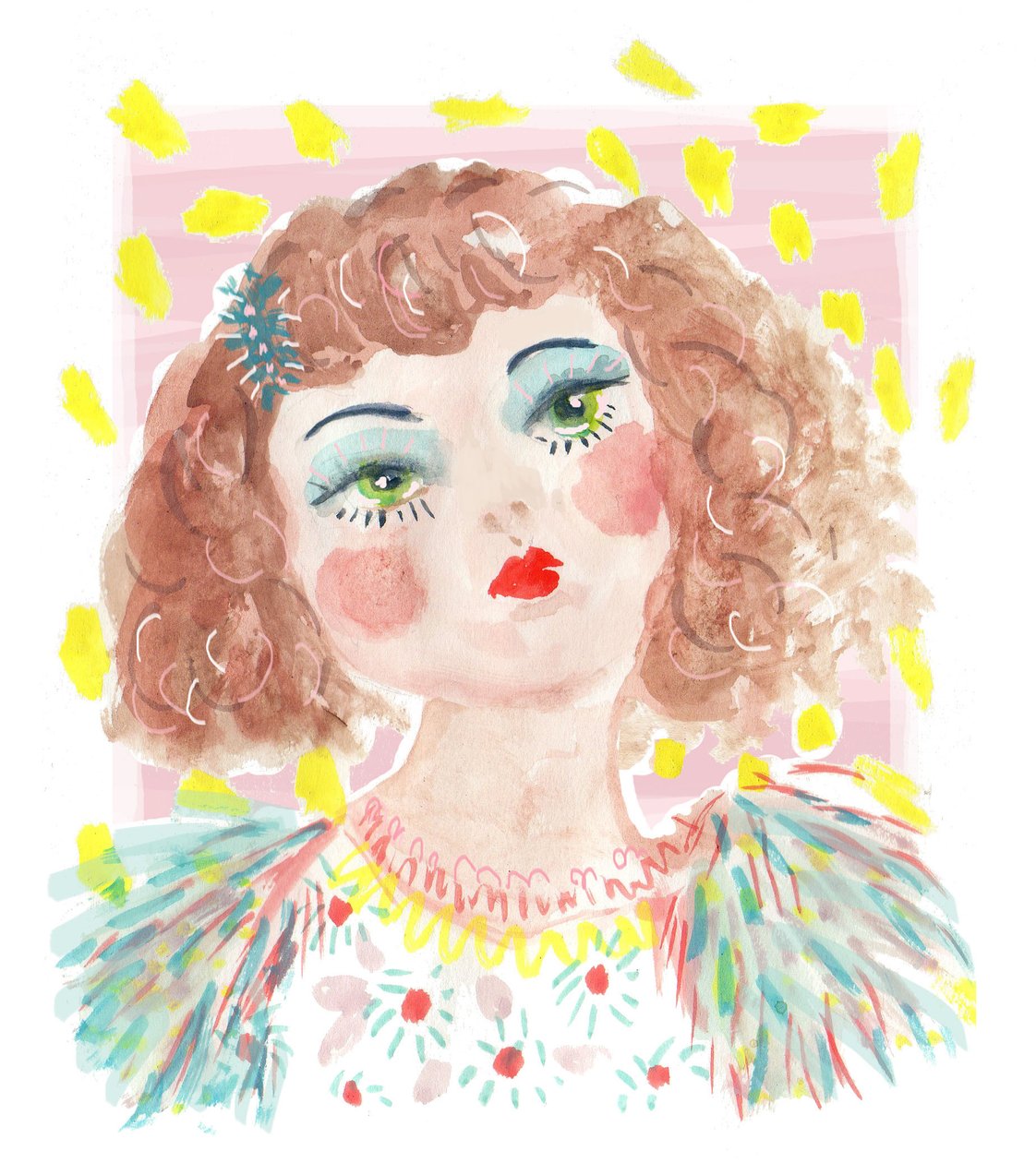 Vintage Doll 2, 2014 (akwarela na papierze) autorstwa Jo Chambers