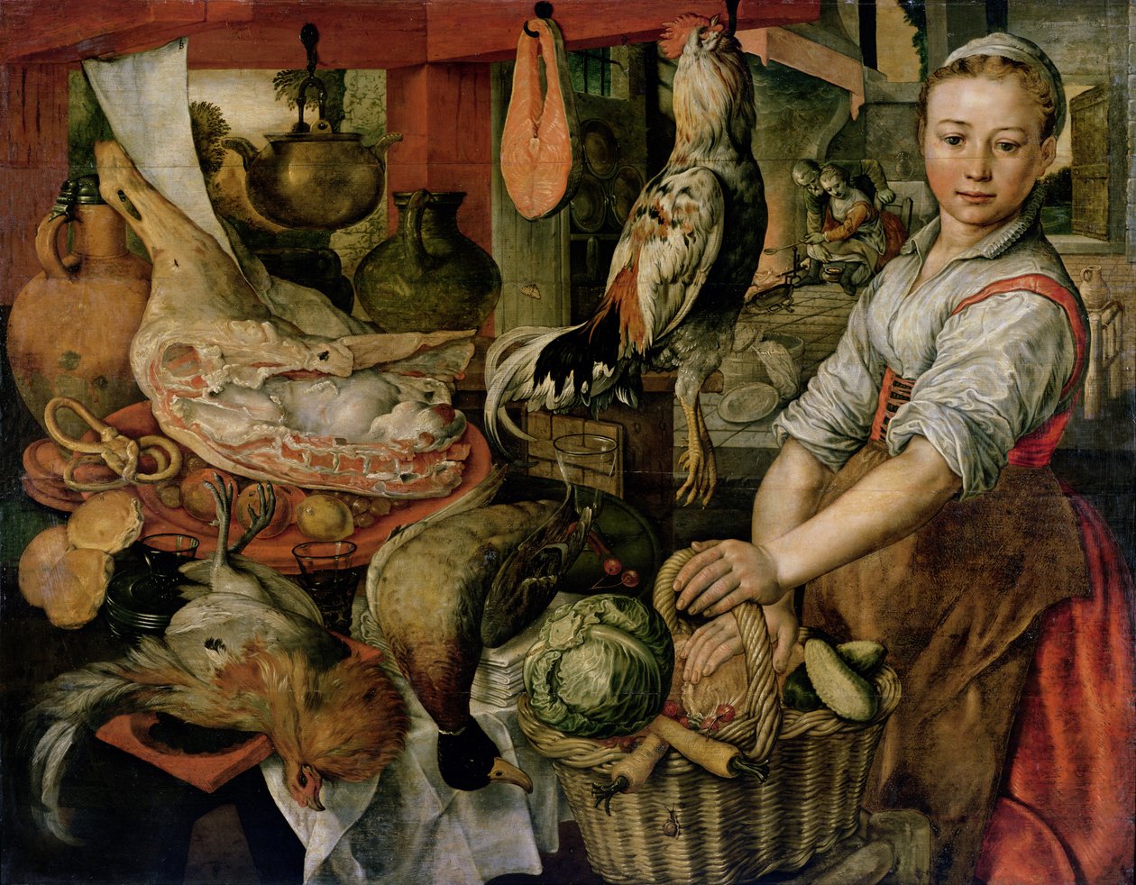 Wnętrze kuchni, 1566 autorstwa Joachim Beuckelaer