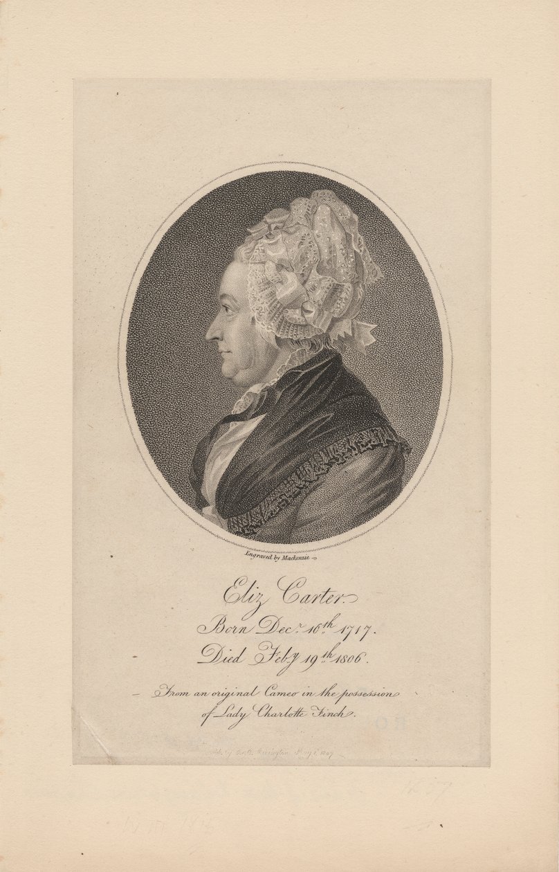 Elżbieta Carter, grawerowana przez Mackenzie, 1807 autorstwa Joachim Smith