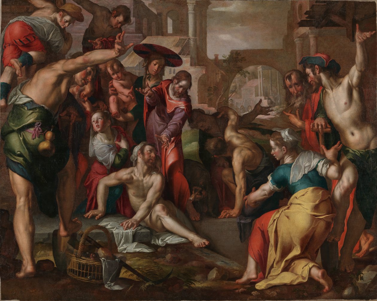 Wskrzeszenie Łazarza autorstwa Joachim Wtewael or Utewael