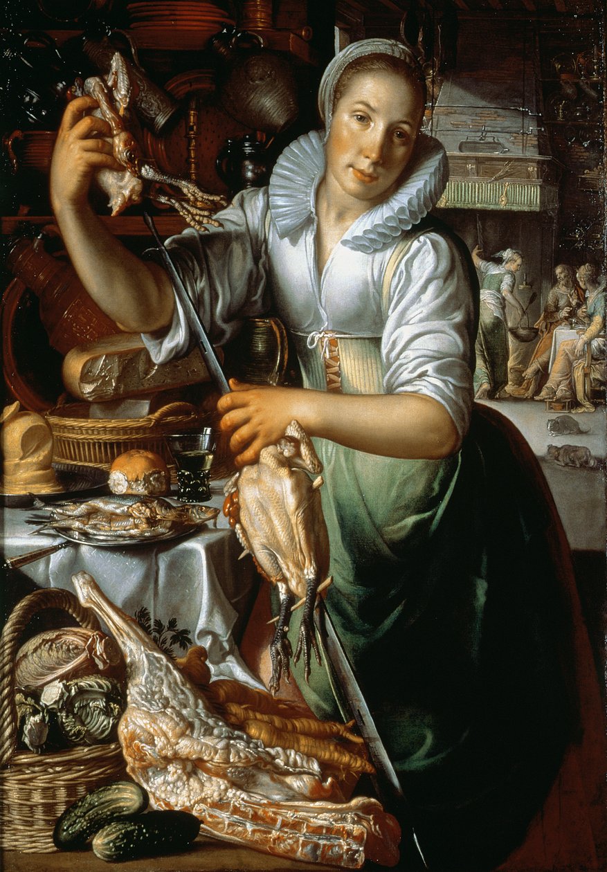 Pokojówka kuchenna (z Chrystusem, Marią i Martą) ok. 1620-25 autorstwa Joachim Wtewael or Utewael