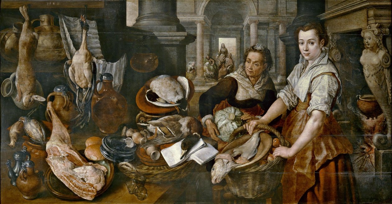 Hiszpański:  Cristo en casa de Marta y María Chrystus w domu Marty i Marii autorstwa Joachim Beuckelaer