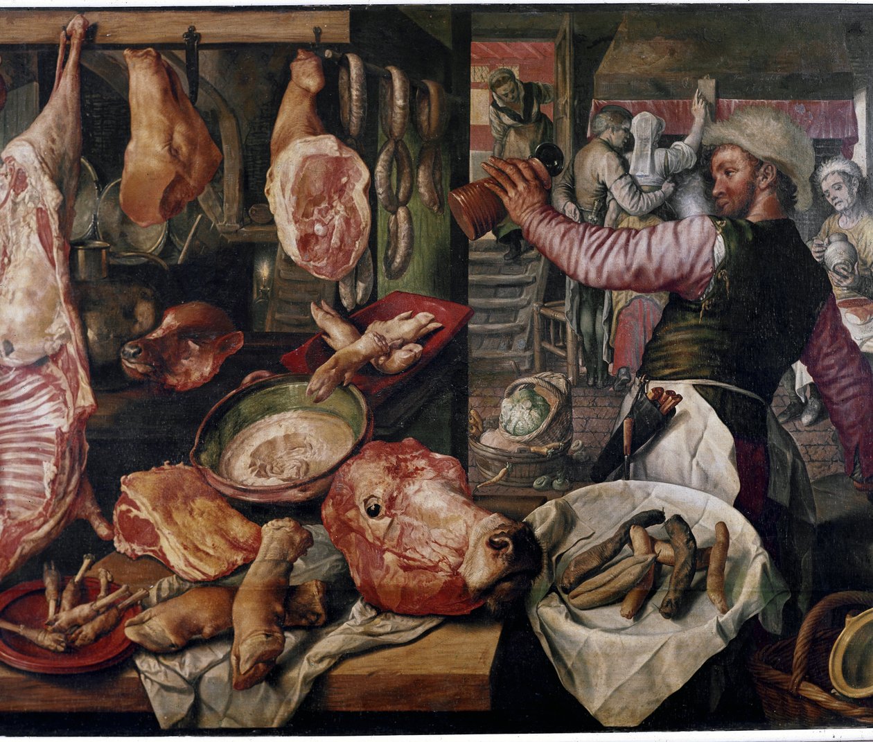 Sklep mięsny. (Sklep mięsny). Konkretny autorstwa Joachim Beuckelaer or Bueckelaer