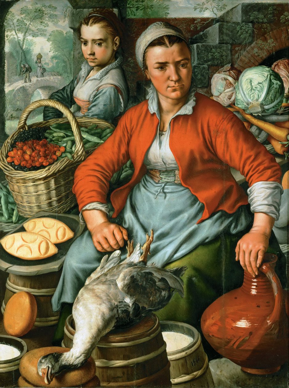 Wczesna sztuka niderlandzka: Targówka, ok. 1561 (olej na drewnie) autorstwa Joachim Beuckelaer