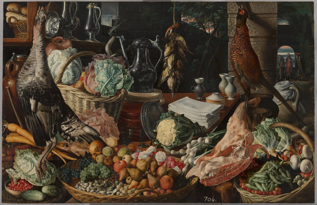 Scena kuchenna z Chrystusem w Emaus, ok. 1560-1565 autorstwa Joachim Beuckelaer
