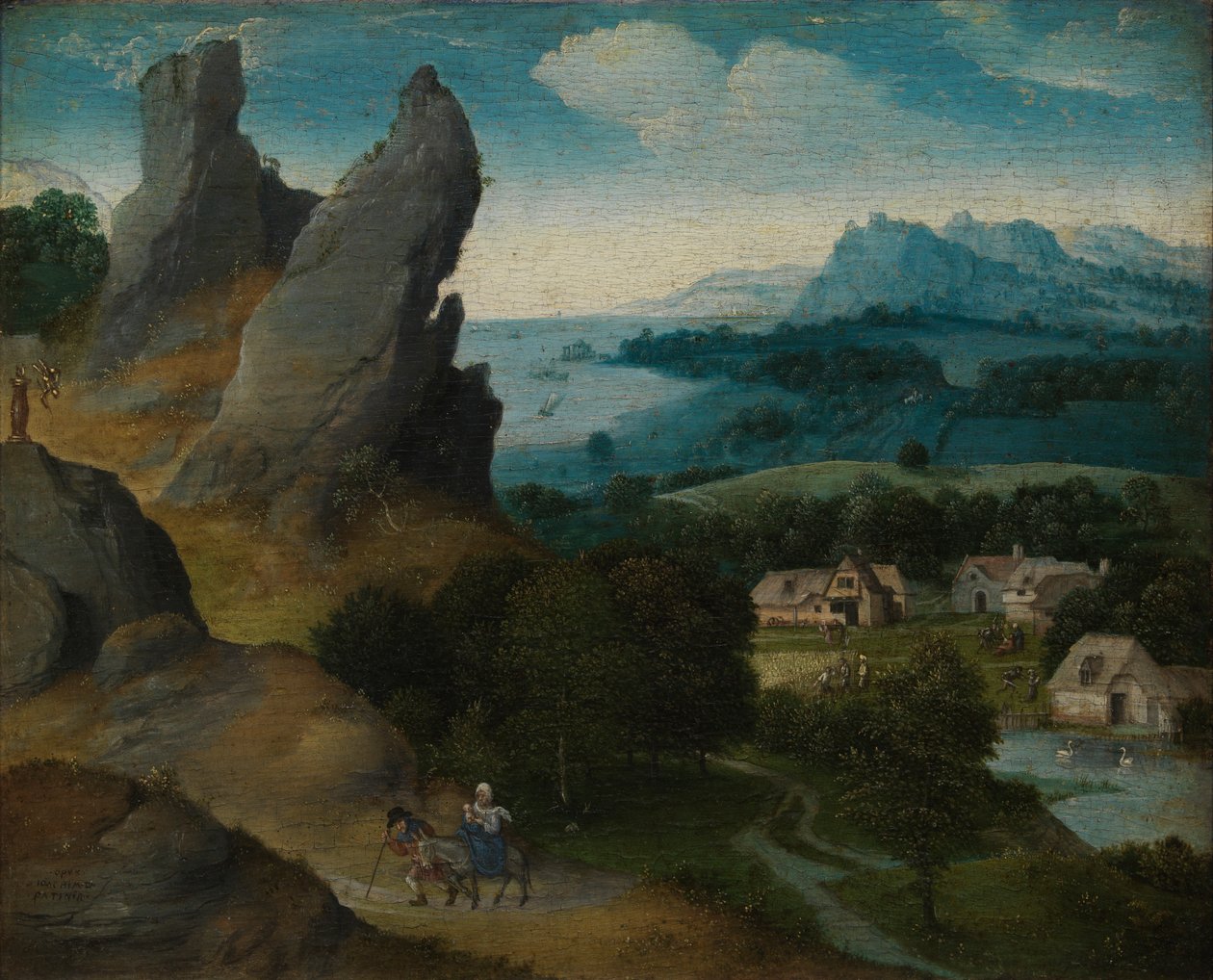 Krajobraz z ucieczką do Egiptu autorstwa Joachim Patenier