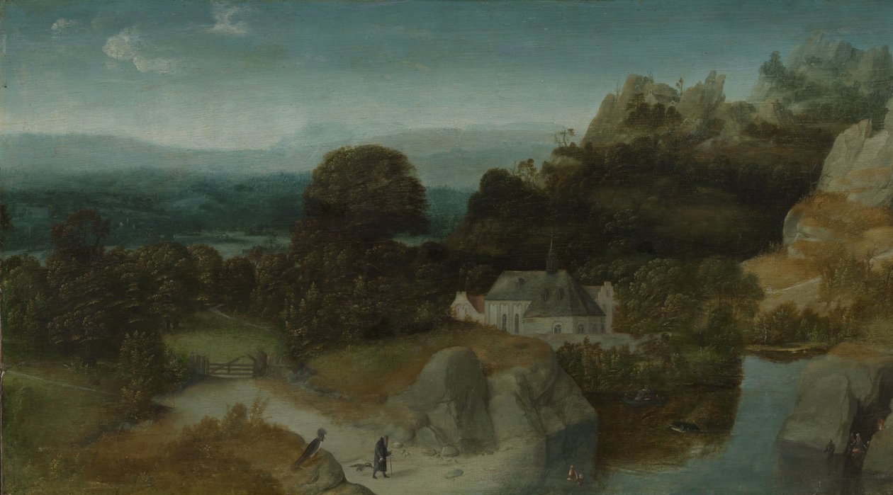 Krajobraz z kuszeniem św. Antoniego Opata autorstwa Joachim Patinir (workshop of)