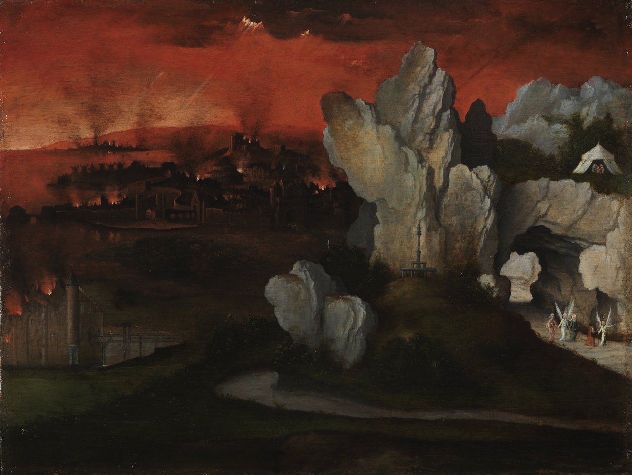 Krajobraz z zagładą Sodomy i Gomory, ok. 1930 r. 1520 autorstwa Joachim Patinir