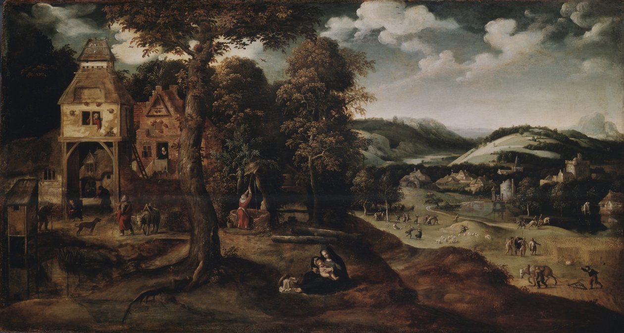 Krajobraz z ucieczką do Egiptu, ok. 1524 autorstwa Joachim Patinir