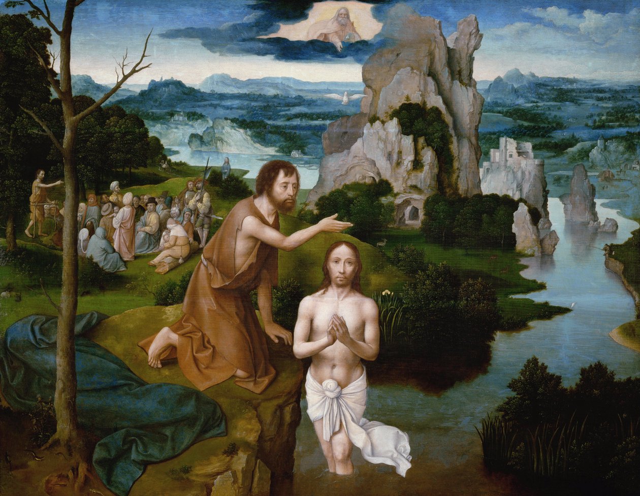 Chrzest Chrystusa (szczegół). Obraz Joachima Patinira (Patinier, Patenier)(1480-1524) autorstwa Joachim Patinir