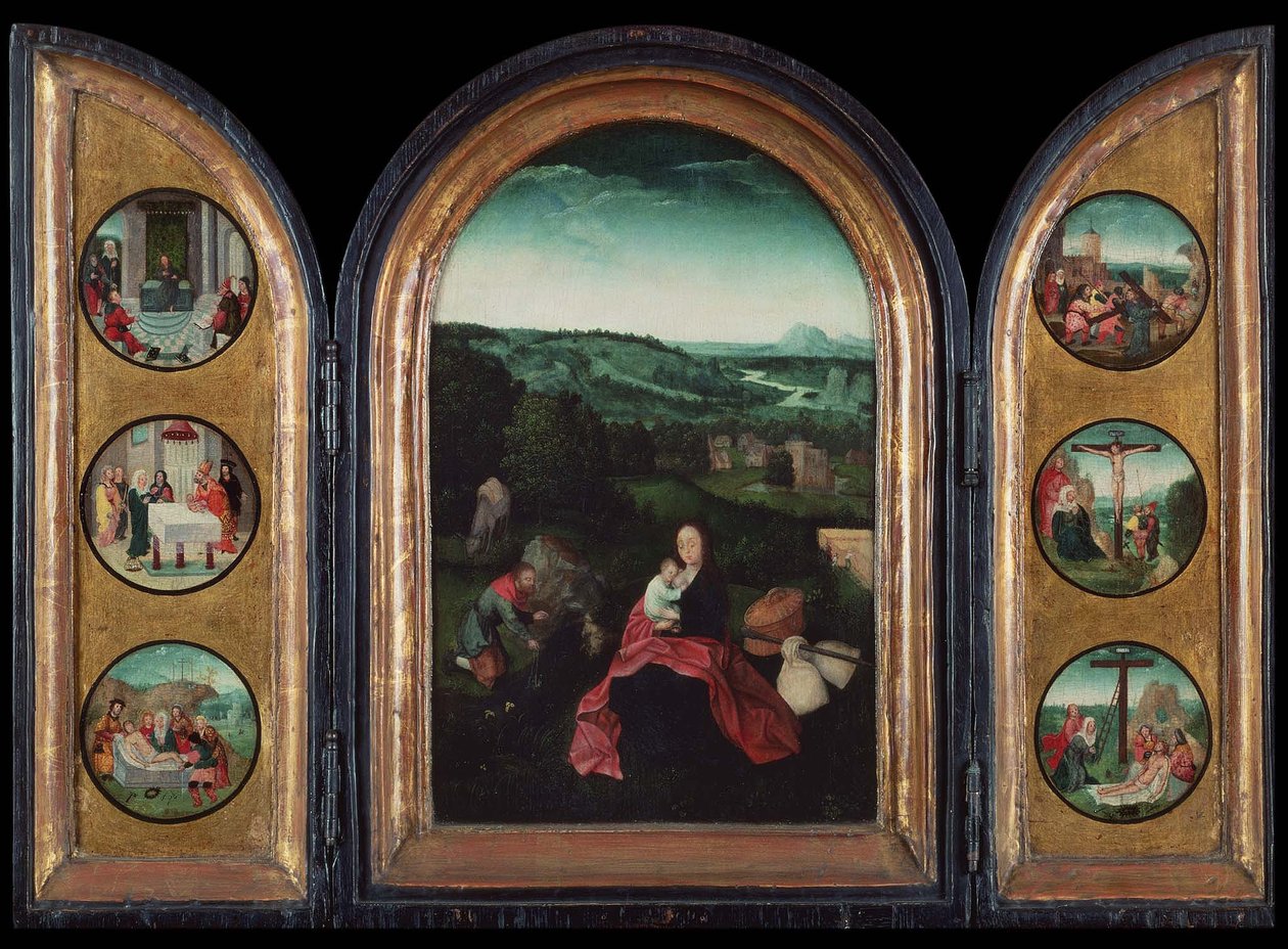 Odpoczynek w tryptyku „Ucieczka do Egiptu”, ok. 1515 autorstwa Joachim Patinir follower of