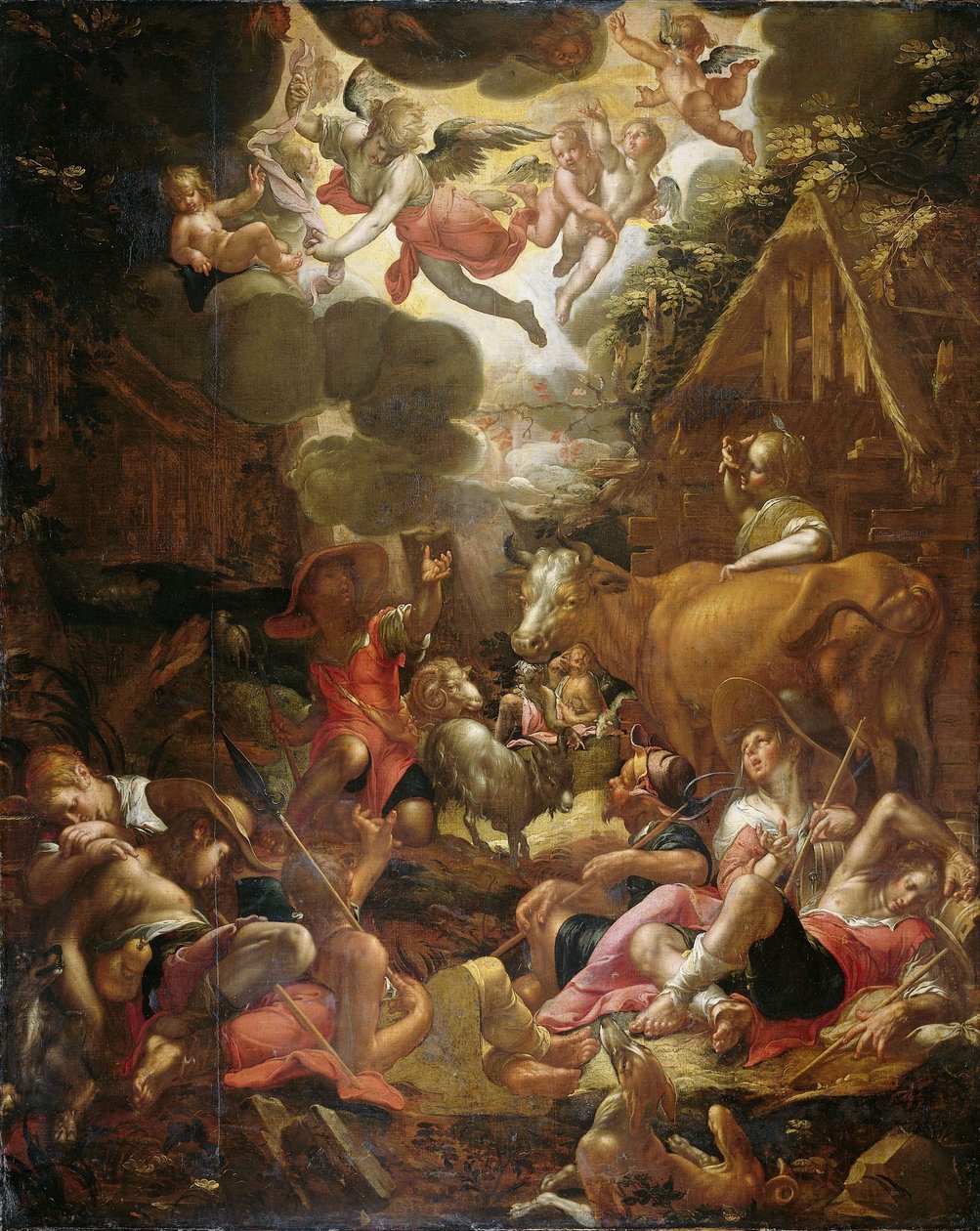 Zwiastowanie pasterzom autorstwa Joachim Wtewael or Utewael