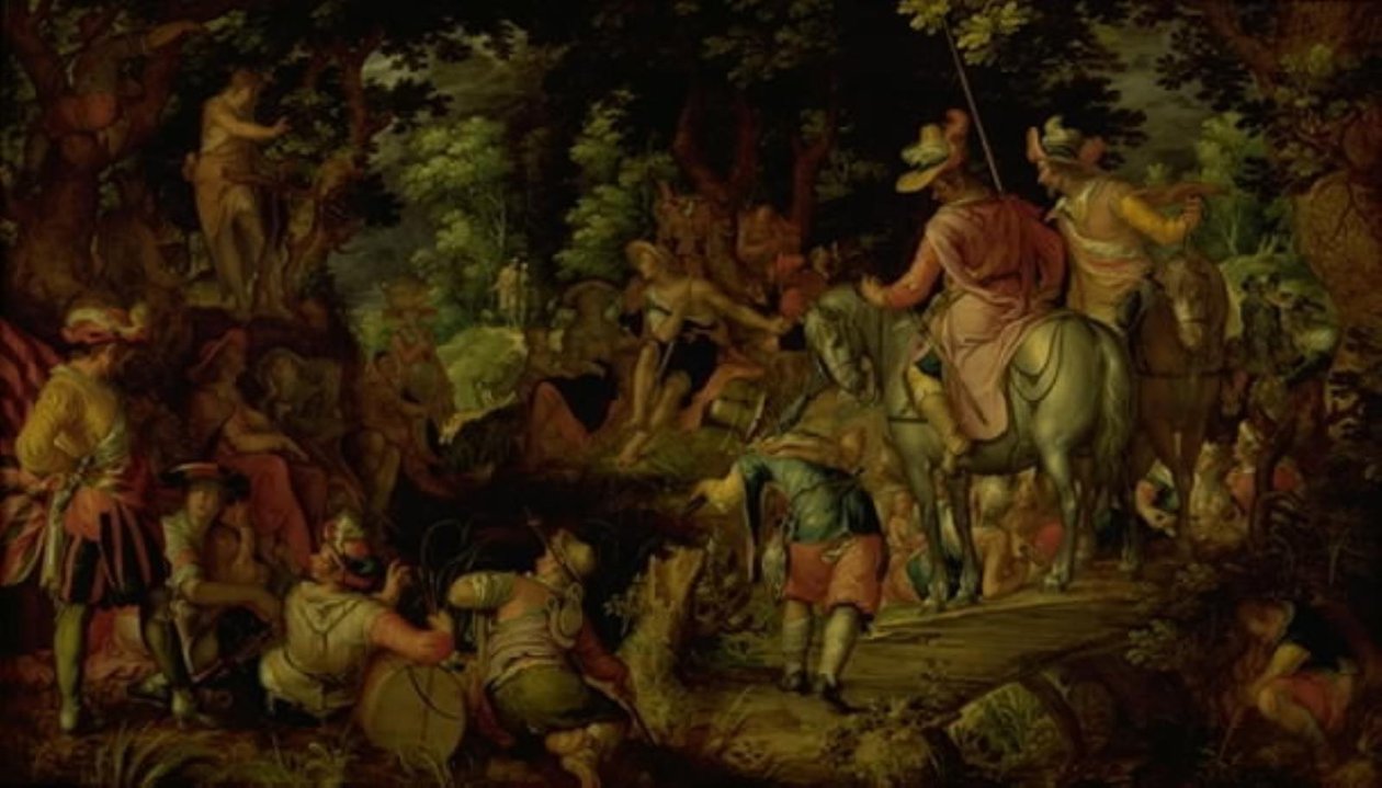 Głoszenie Jana Chrzciciela w lesie autorstwa Joachim Wtewael or Utewael