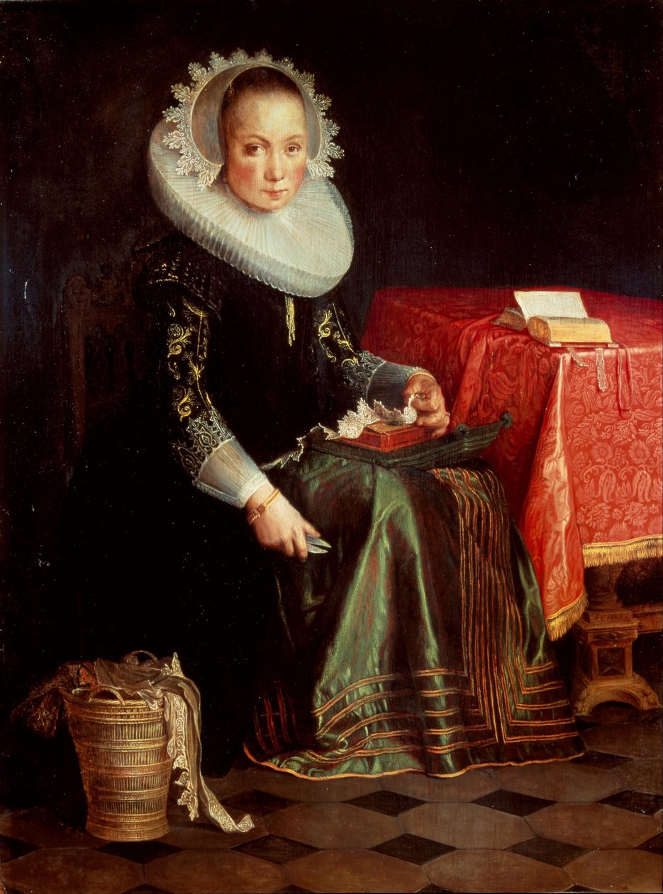 Portret Ewy Wtewael 1607-1635, 1628 autorstwa Joachim Wtewael or Utewael