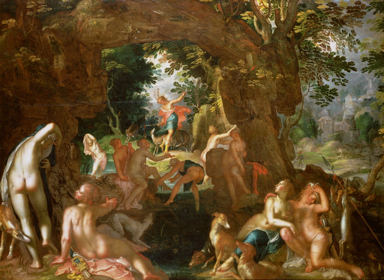 Diana i Akteon, 1607 (panel) autorstwa Joachim Wtewael or Utewael