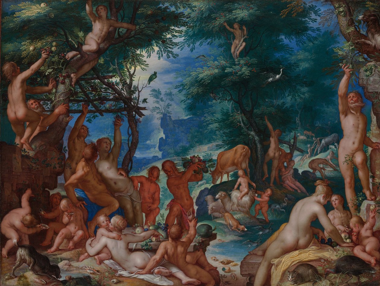 Złoty Wiek, 1605 (olej na miedzi) autorstwa Joachim Wtewael or Utewael