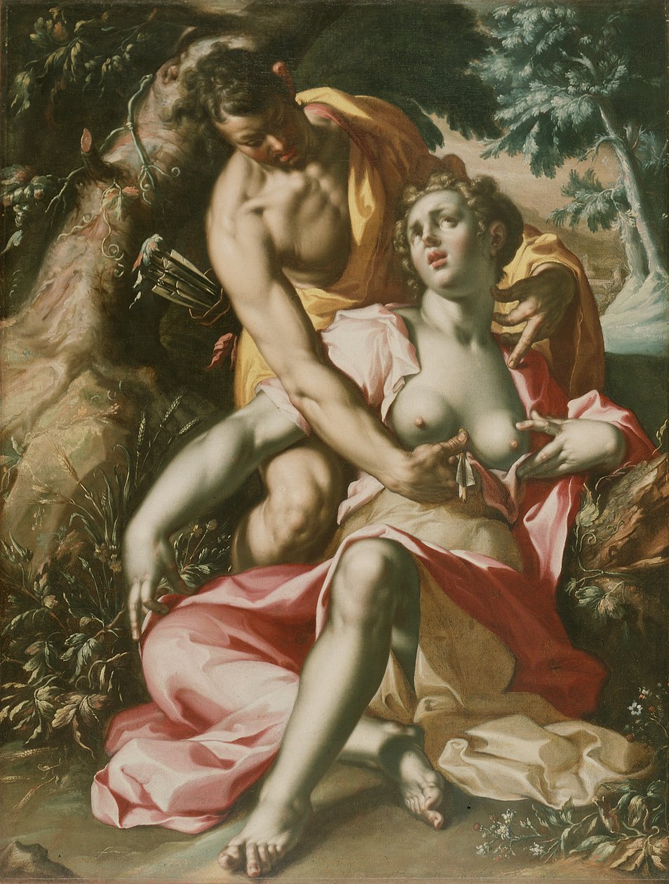 Cephalus i Procris (Śmierć Procris), ok. 1595-1600 (olej na płótnie) autorstwa Joachim Wtewael or Utewael or Wyewael
