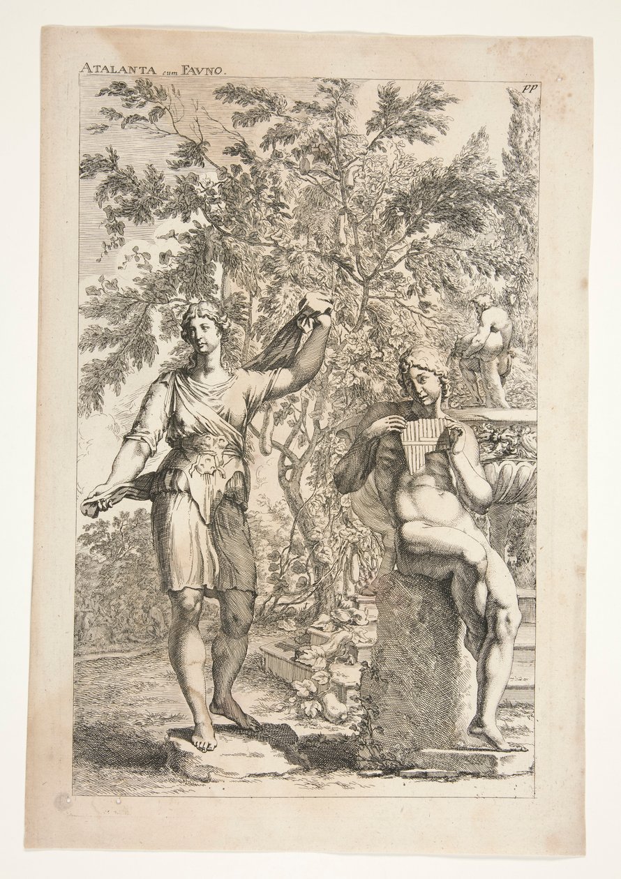 Atalanta i Faun, z starożytnych rzeźb podziwianych autorstwa Joachim von Sandrart