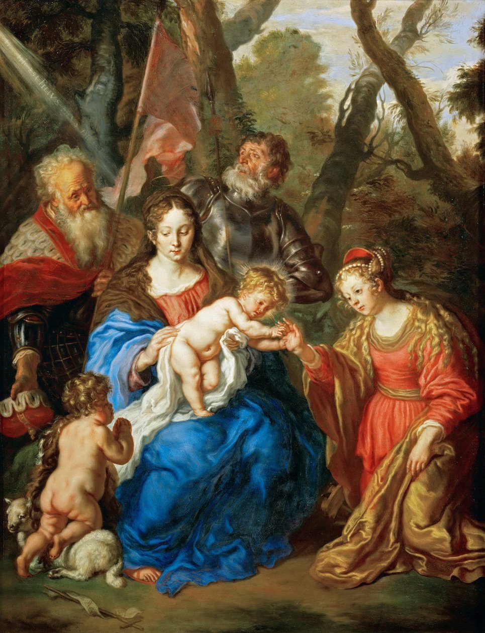 Barok: Mistyczne zaślubiny św. Katarzyny ze św. Leopoldem i św. Guillaume - Mistyczne zaślubiny św. Katarzyny ze św. autorstwa Joachim von Sandrart