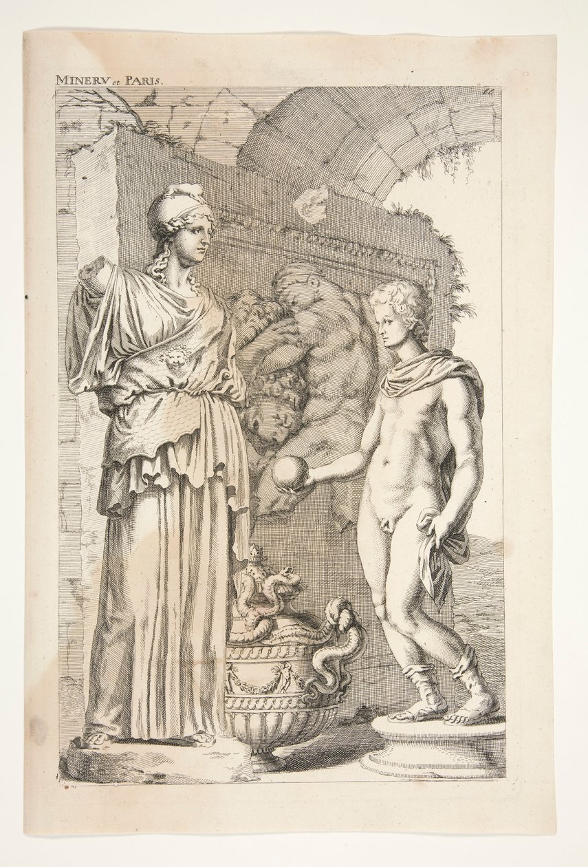 Minerva i Paryż, z antycznych rzeźb podziwianych autorstwa Joachim von Sandrart
