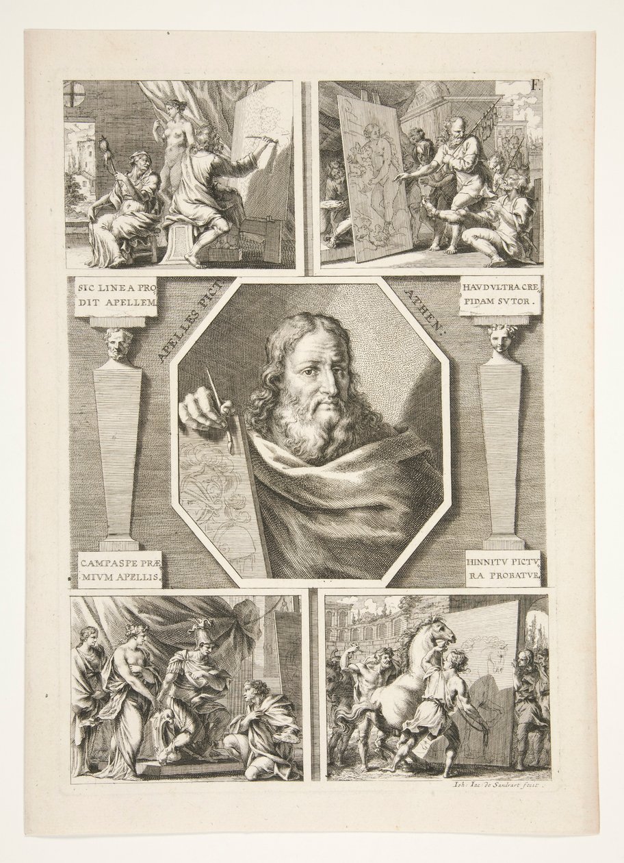 Portret Apellesa i cztery sceny z życia Apellesa autorstwa Joachim von Sandrart