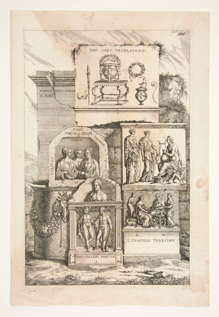 Płaskorzeźby rzymskie z inskrypcjami autorstwa Joachim von Sandrart