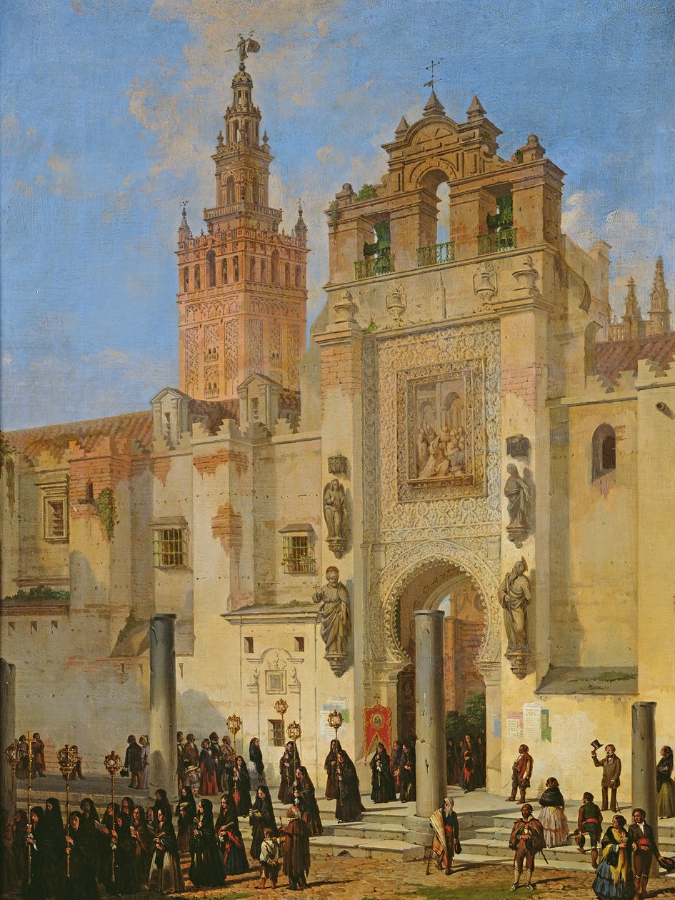 Procesja religijna w Sewilli autorstwa Joachin Dominguez Becquer