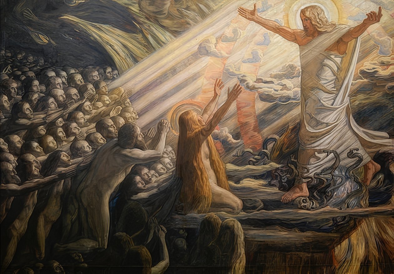 Zstąpienie Chrystusa do królestwa zmarłych. 1891-94 autorstwa Joakim Frederik Skovgaard