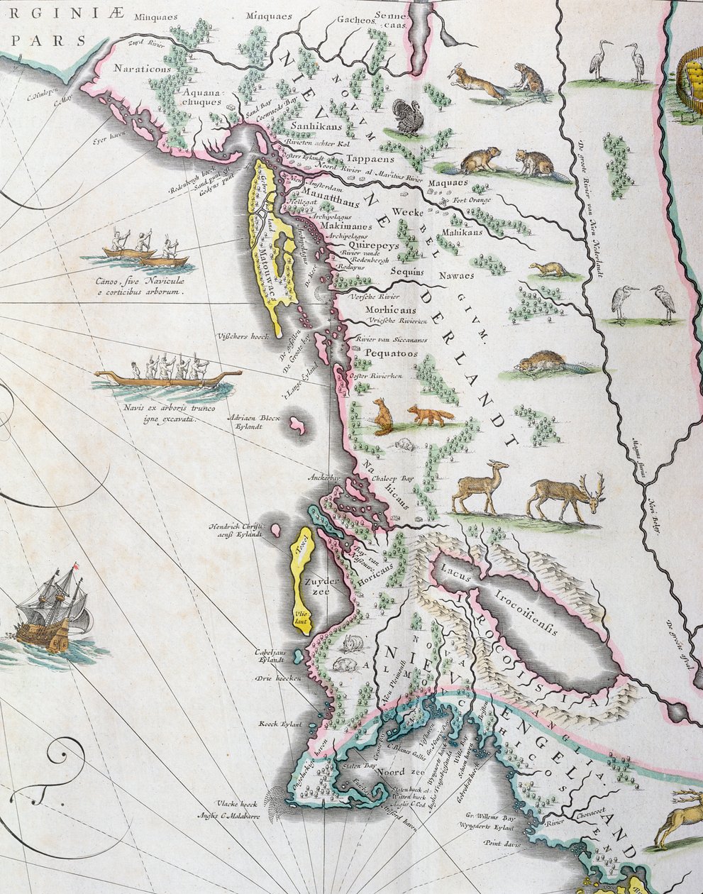 Mapa przedstawiająca wschodnie wybrzeże Ameryki Północnej, 1647 (zob. 93602 i 216517) autorstwa Joan Blaeu