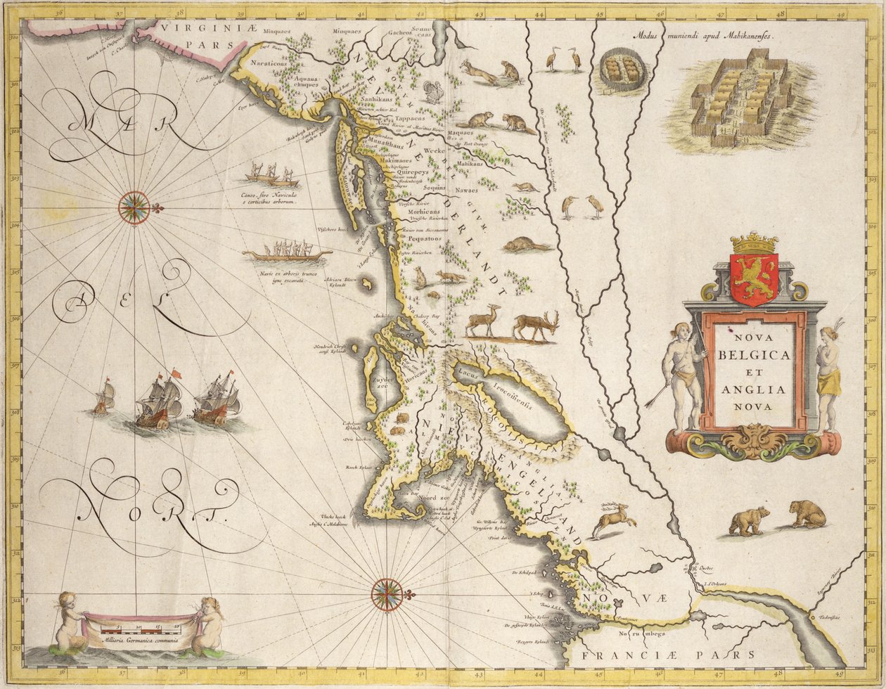 Mapa Nowej Belgii i Nowej Anglii, wyd. w Amsterdamie ok. 1640 autorstwa Joan Blaeu