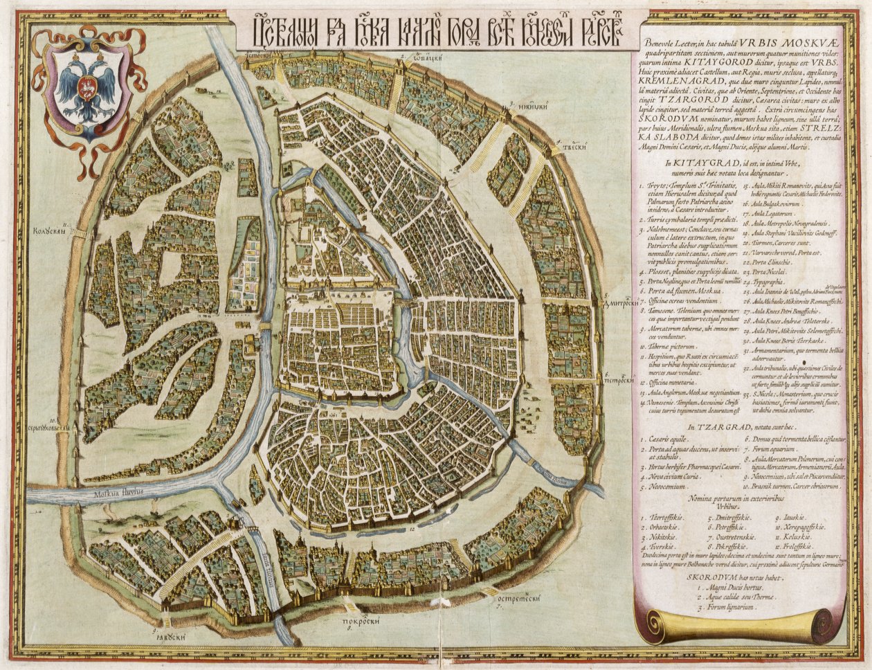 Moskwa, z „Geographie Blaviane”, 1662 (akwaforta ręcznie kolorowana) autorstwa Joan Blaeu