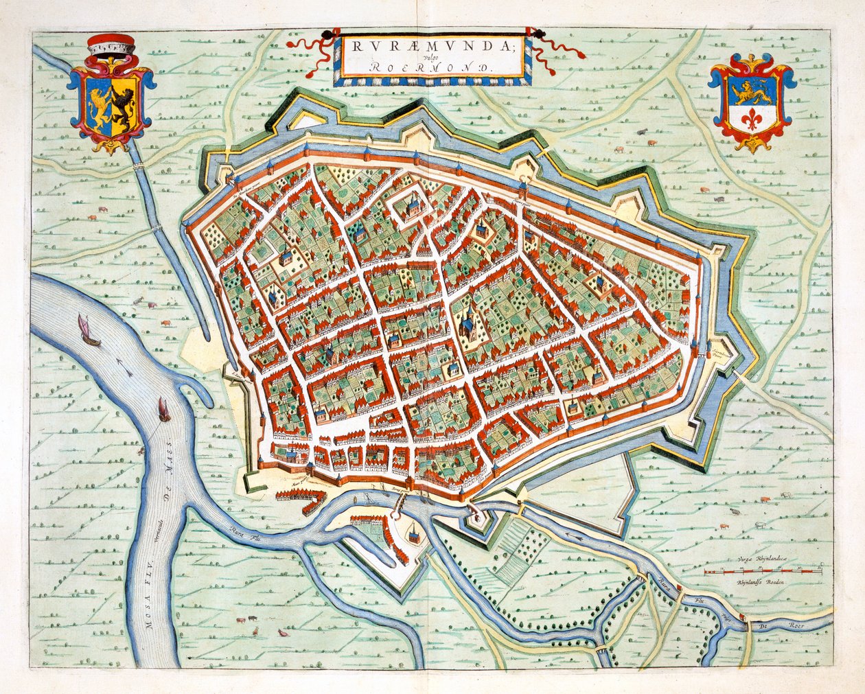 Roermond, 1649 (ręcznie barwiony grawerunek) autorstwa Joan Blaeu