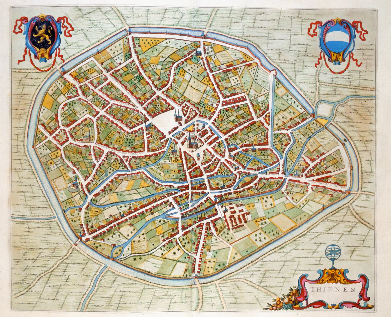 Tienen, 1649 (ręcznie barwiony grawerunek) autorstwa Joan Blaeu