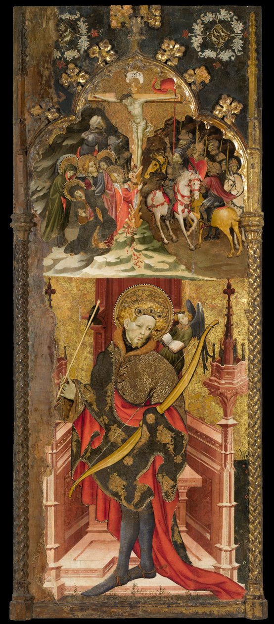 Kalwaria i św. Sebastian autorstwa Joan or Juan Mates