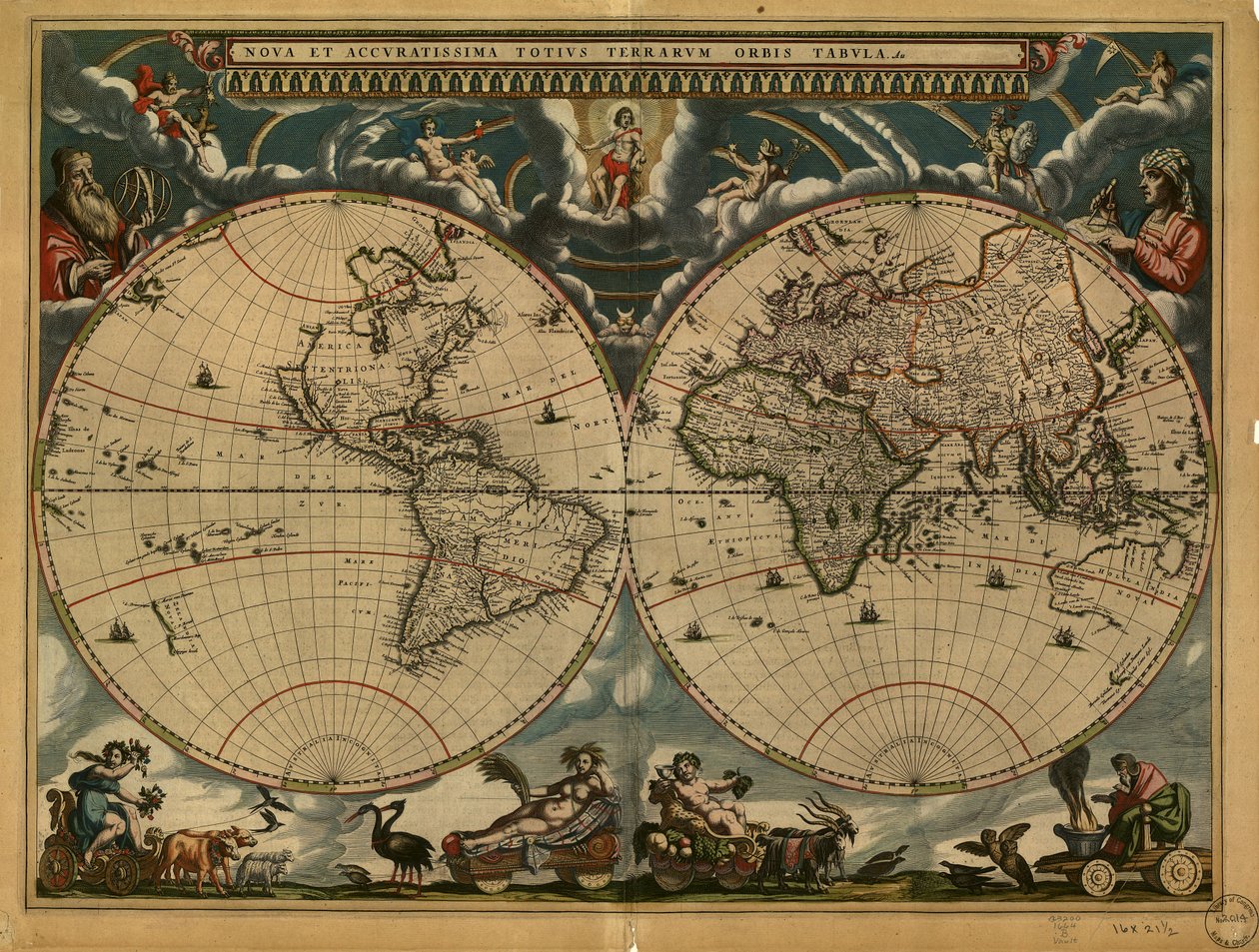 (Nova et accuratissima totius terrarum orbis tabula). LOC 98687202 autorstwa Joan Blaeu