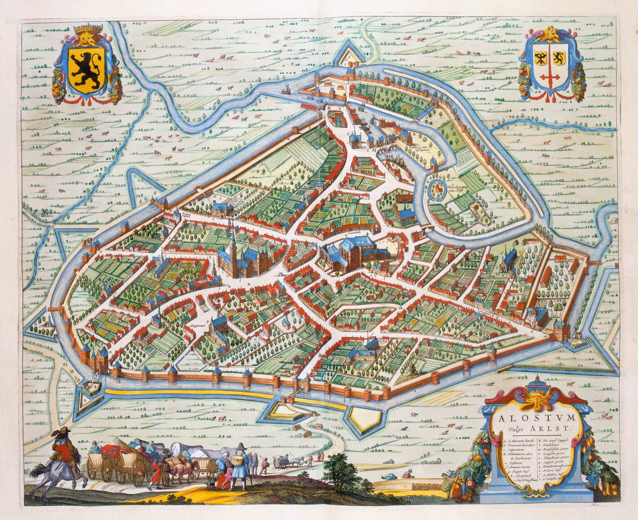 Aalst, 1649 (rycina ręcznie kolorowana) autorstwa Joan Blaeu