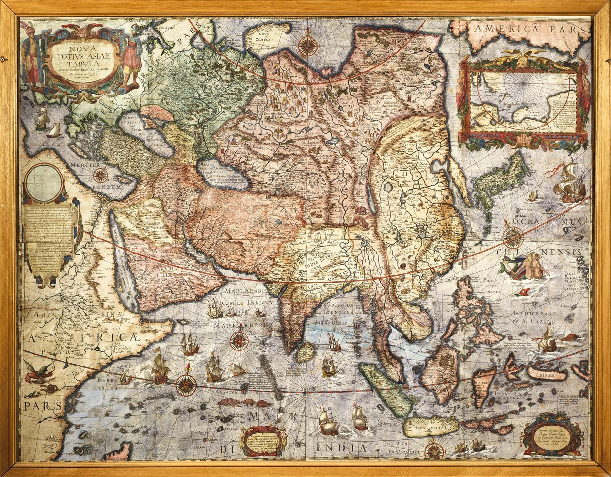 Kartografia, mapa Azji. Z Atlasu Joan Blaeu (1596-1673), wydrukowany w 1686 r. autorstwa Joan Blaeu