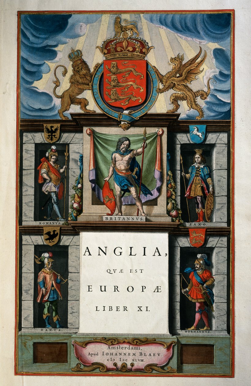 East Anglia quae Europae (Anglia), Księga XI, strona tytułowa Tom V, Atlas maior, Joan Blaeu (1596-1673), miedzioryt, 57,5x39 cm, Amsterdam autorstwa Joan Blaeu