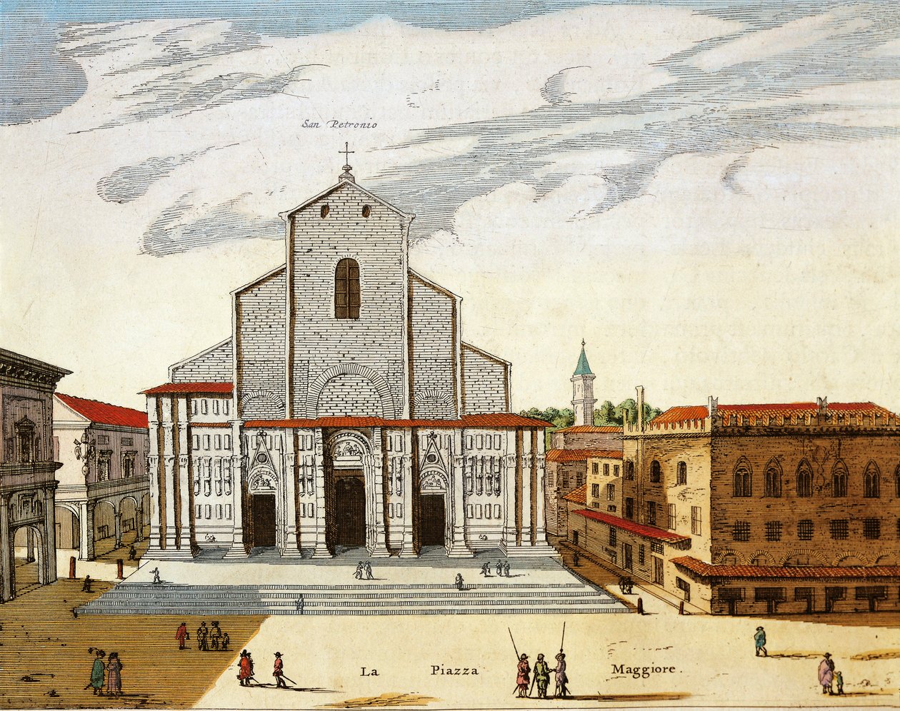 Włochy, Bolonia, Katedra San Petronio w Wenecji, print autorstwa Joan Blaeu