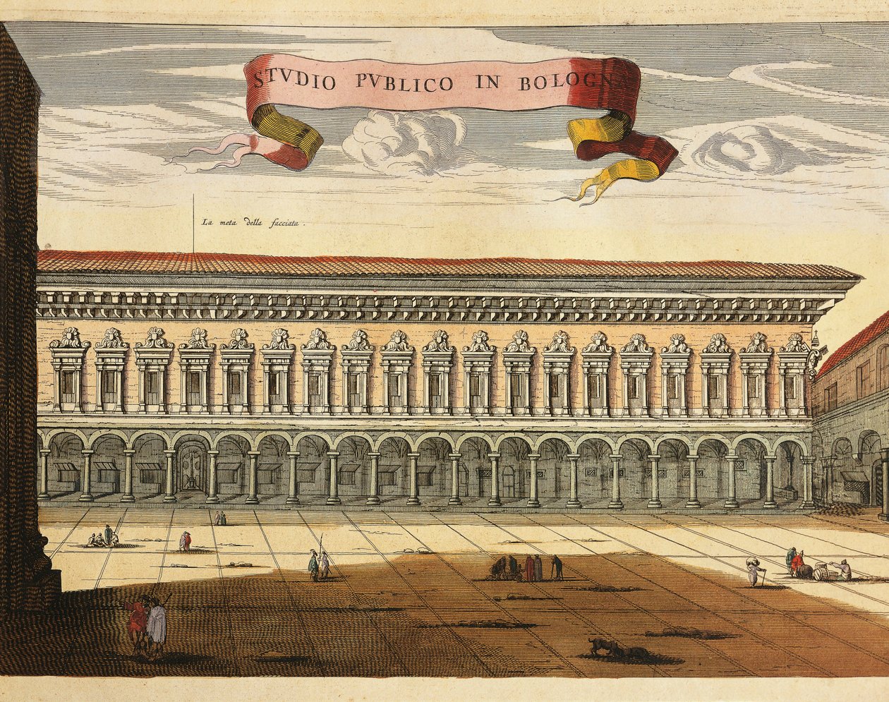Włochy, Bolonia, Widok gabinetu publicznego (Studio Pubblico) w 1600 r., rycina z Theatrum Civitatum et Admirandorum Italiae Jeana Blaeu, Amsterdam autorstwa Joan Blaeu