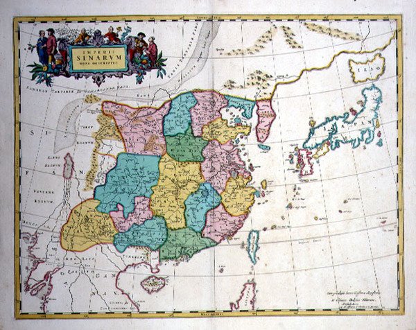 Japonia, Chiny i Korea jako półwysep, ok. 1700 (kolorowe grawerowanie) autorstwa Joan Blaeu