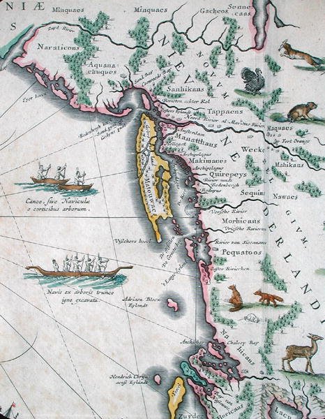 Mapa przedstawiająca wschodnie wybrzeże Ameryki Północnej autorstwa Joan Blaeu
