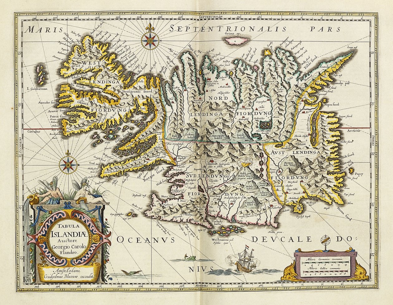Mapa Islandii, z „Atlas Maior Sive Cosmographia Blaviana”, 1662 autorstwa Joan Blaeu