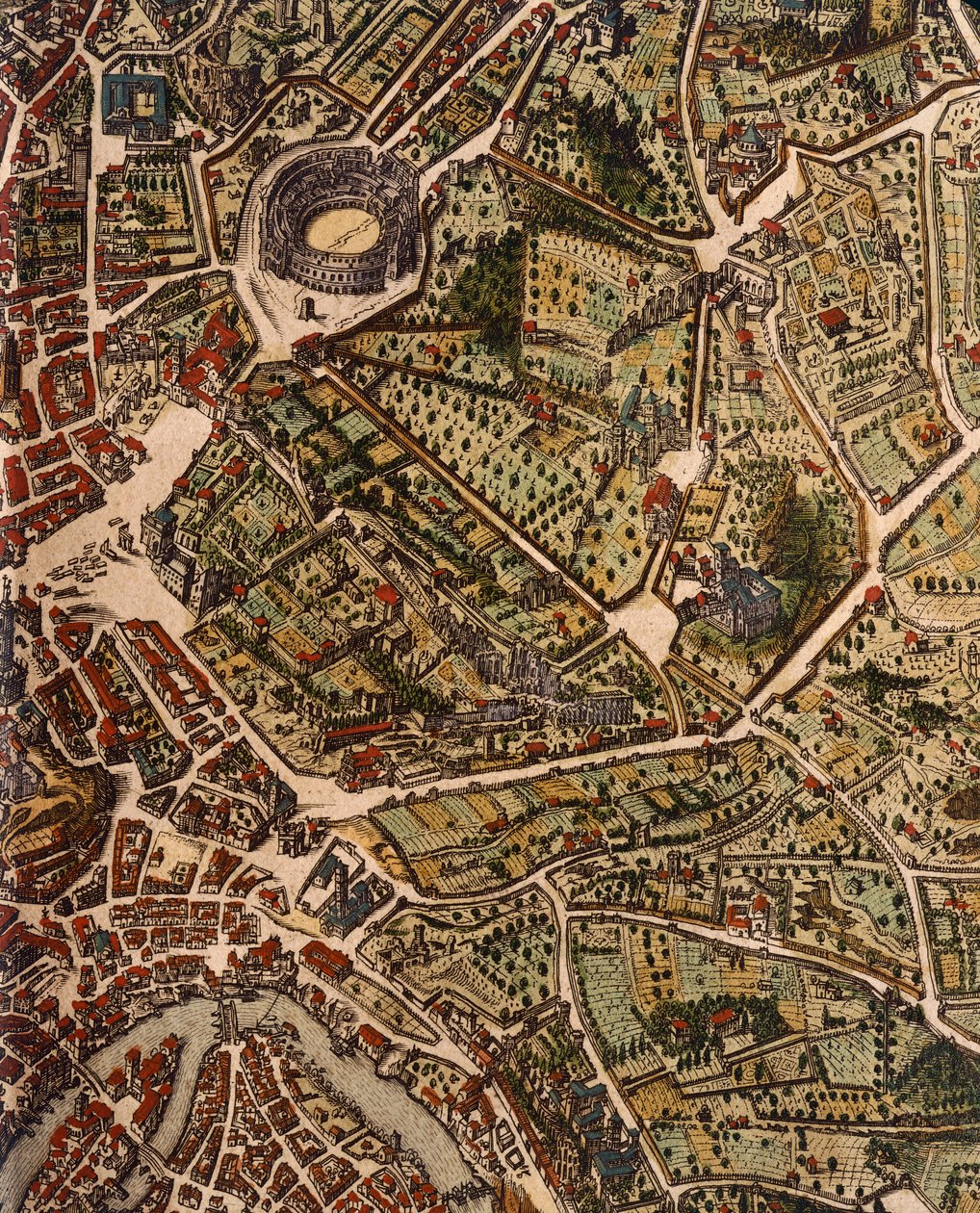 Mapa Rzymu, Joan Blaeu (1596-1673), wydruk z Theatrum Civitatum et Admirandorum Italiae, ad Aevi Vetis et Present Temporis Faciem Expressum, Włochy autorstwa Joan Blaeu