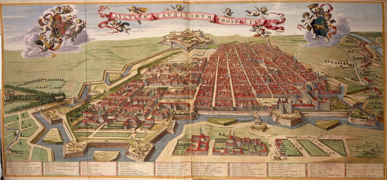 Mapa Turynu autorstwa Joana Blaeu, z Theatrum Savoy autorstwa Joan Blaeu