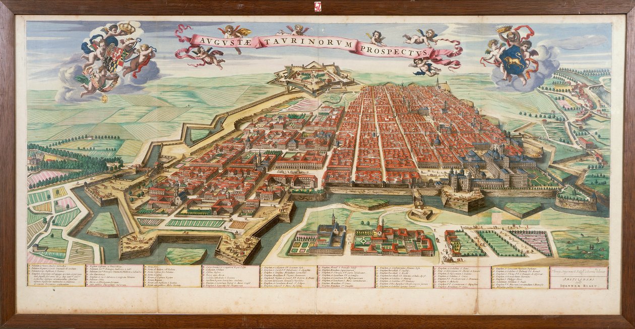 Mapa Turynu, Joan Blaeu z Theatrum Sabaudiae, rycina autorstwa Joan Blaeu