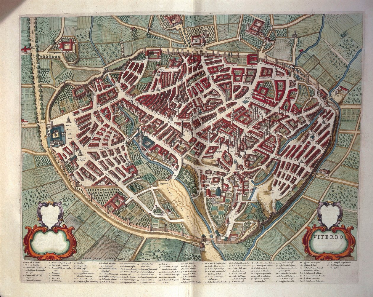 Mapa Viterbo z teatru miast i cudów Włoch, Joan Blaeu, rycina autorstwa Joan Blaeu