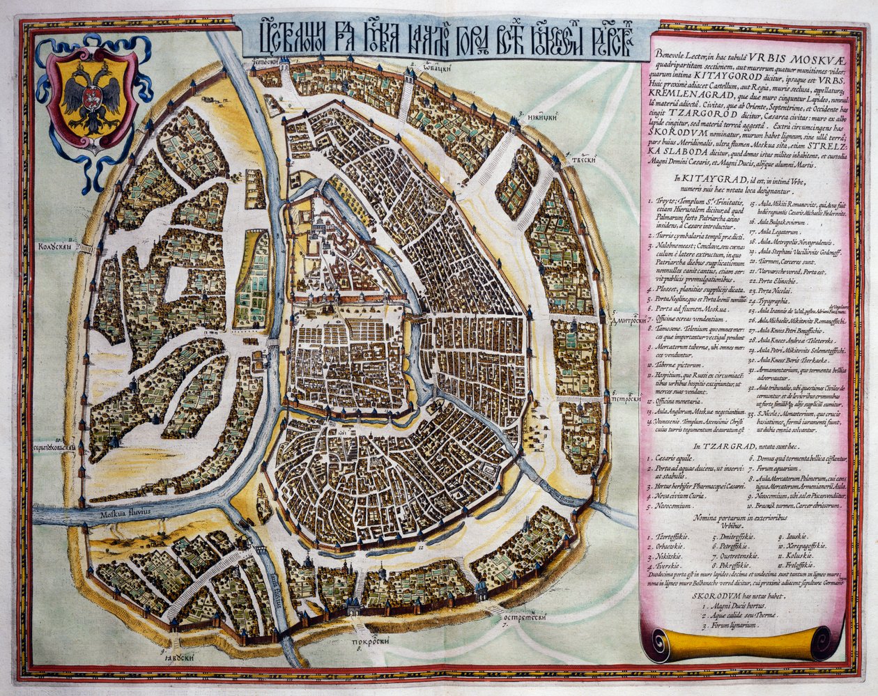 Moskwa, tom drugi, strona tytułowa części I, z Atlas Maior, atlasu w 11 tomach, autorstwa Joana Blaeu (1596-1673), miedzioryt, 57,5x39 cm, Amsterdam autorstwa Joan Blaeu