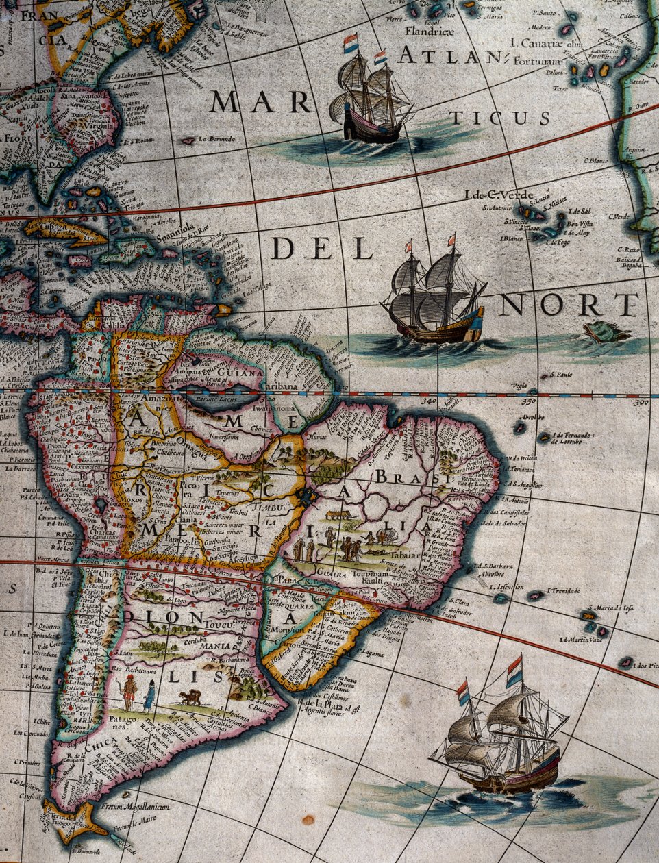 Północny Atlantyk i Ameryka Południowa, tom XI, Atlas Maior, Joan Blaeu (1596-1673), miedzioryt, Amsterdam autorstwa Joan Blaeu